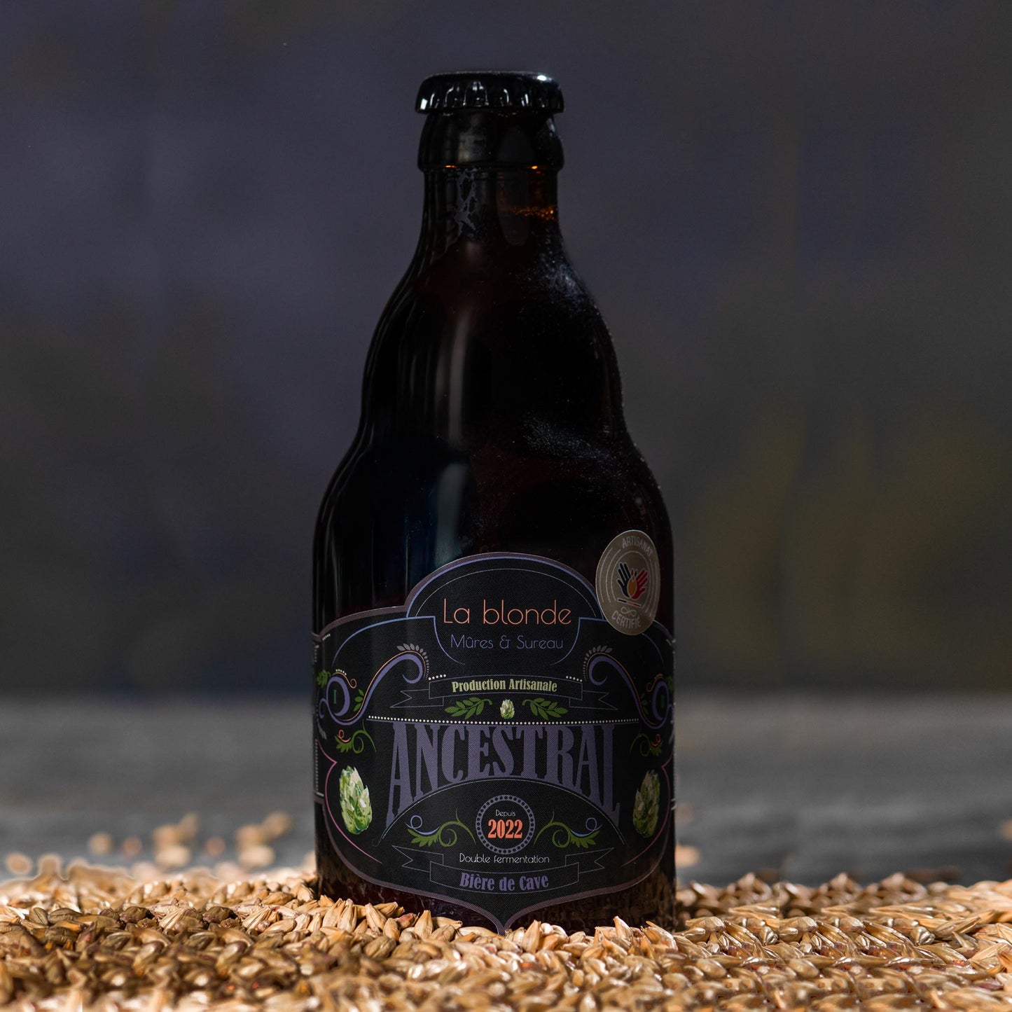 Bière Artisanale ANCESTRAL Blonde aux mûres & sureau noir. 9.8%