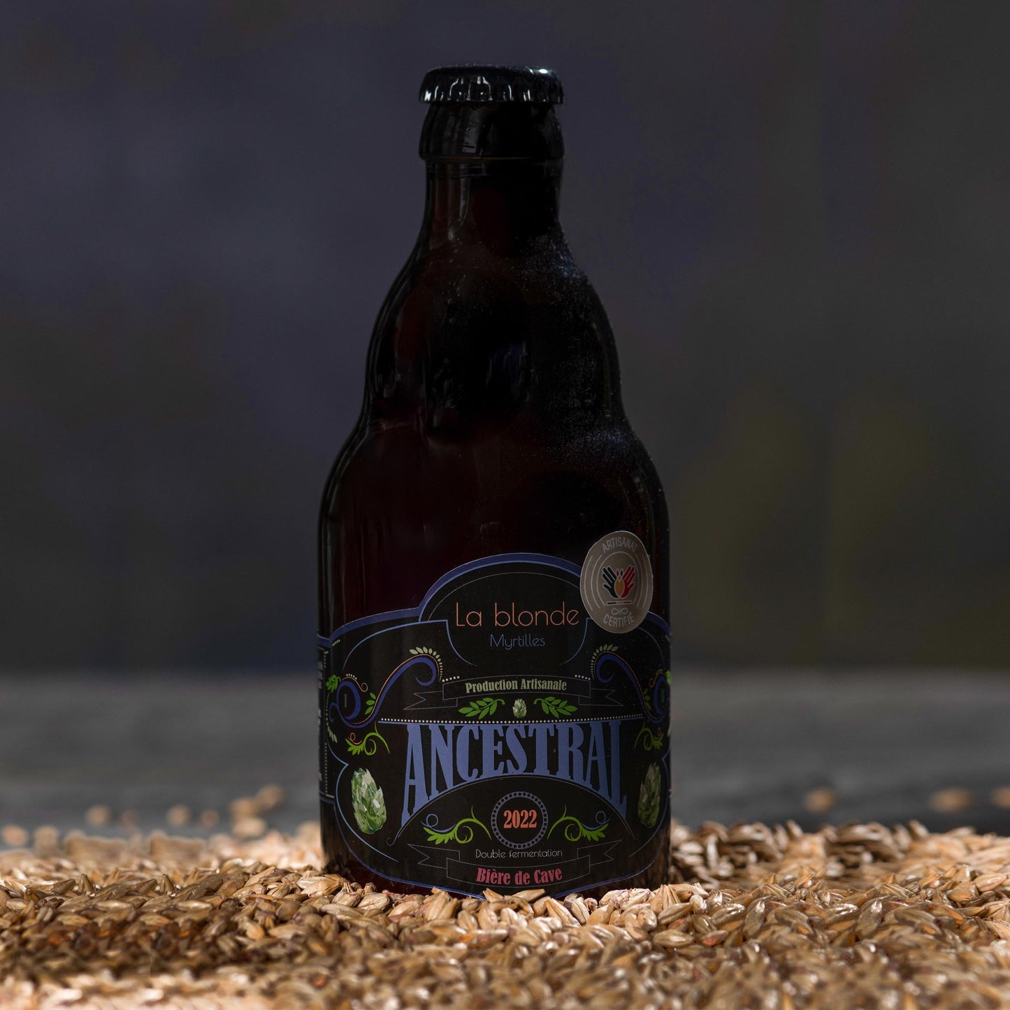 Bière Artisanale ANCESTRAL La Blonde aux Myrtilles. 9.9%