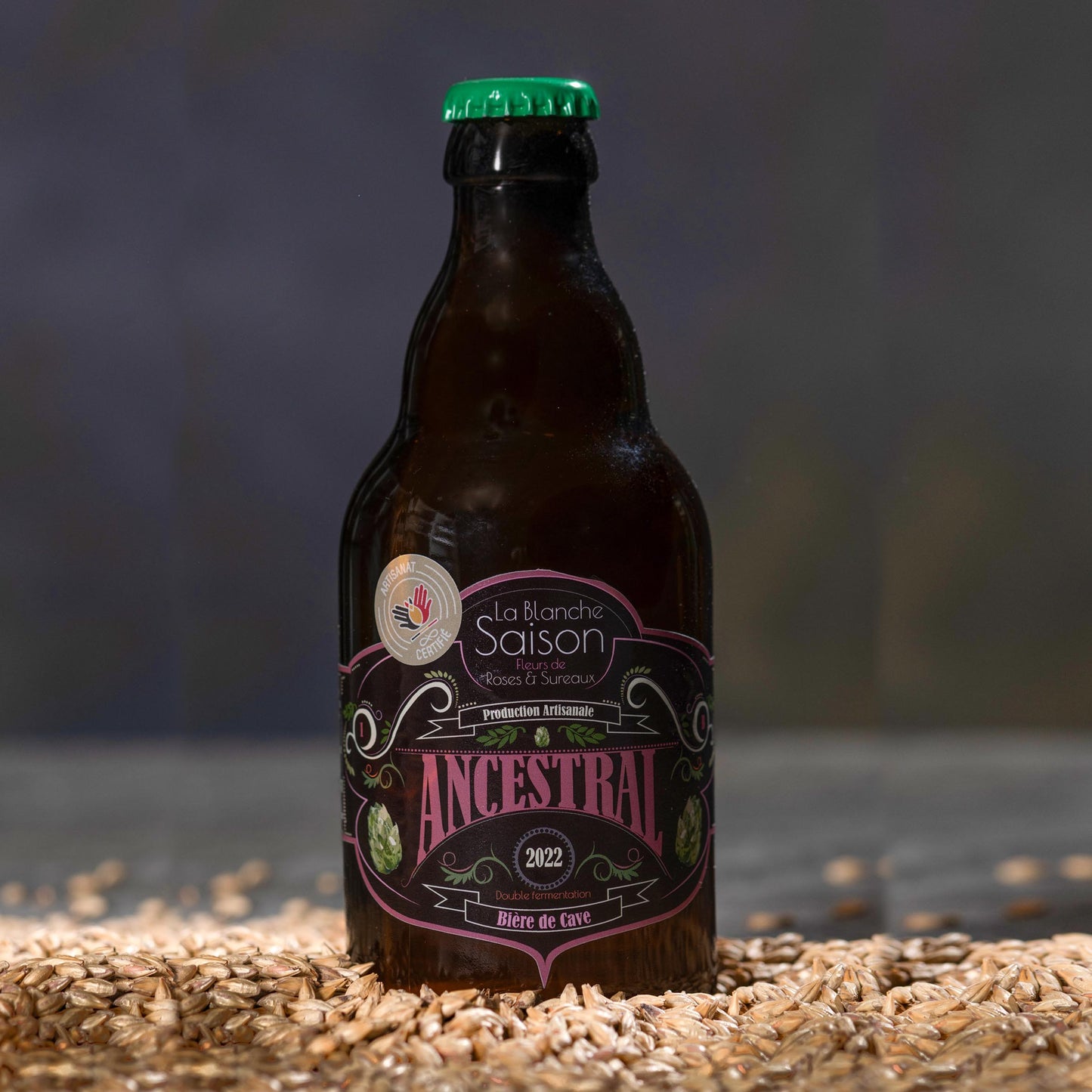 Bière Artisanale ANCESTRAL La Blanche Saison Fleurs de Roses & Sureaux. ...%